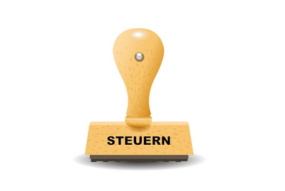 Bild eines Stempels mit dem Aufdruck "Steuern"